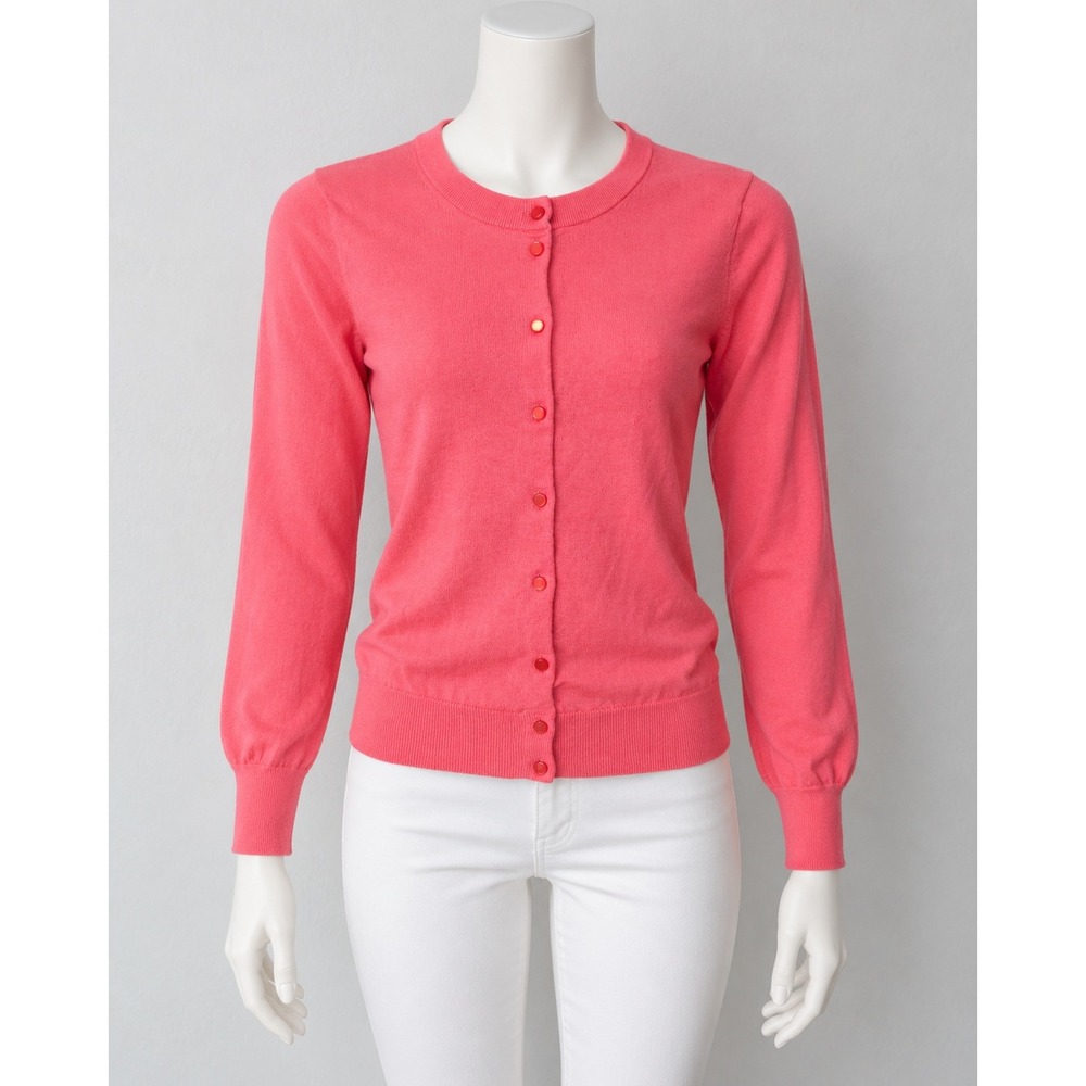 J.Crew The Clare Cardigan Coral Pink Button Front Cotton Sweater 14041 Womens S
